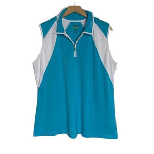IZOD Perform COOL-FX XL blue+‎ white sleeveless tennis golf top